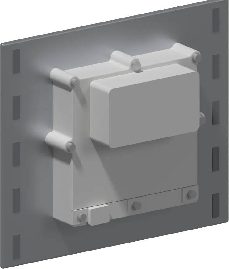 The unit held by its magnets to a vertical metal panel.
